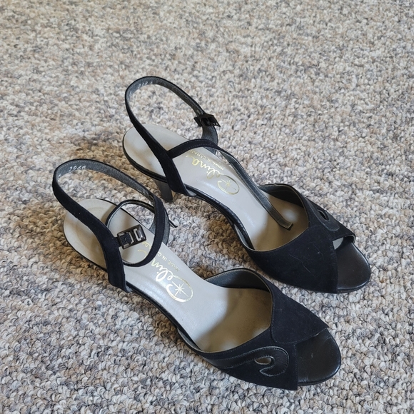 Celina Black Suede Small Heels Sandal shoes - Picture 4 of 7